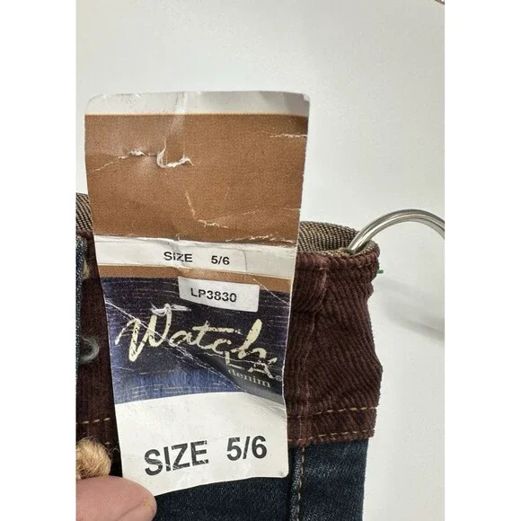 Vintage 70s style Patchwork Watch LA Flare Bell Bottom Cotton Denim Jeans NWT - Picture 14 of 16